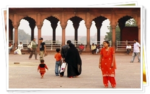 People inside jama masjid at old Delhi