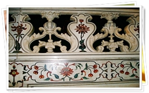 Marble work inside the Taj Mahal, Agra