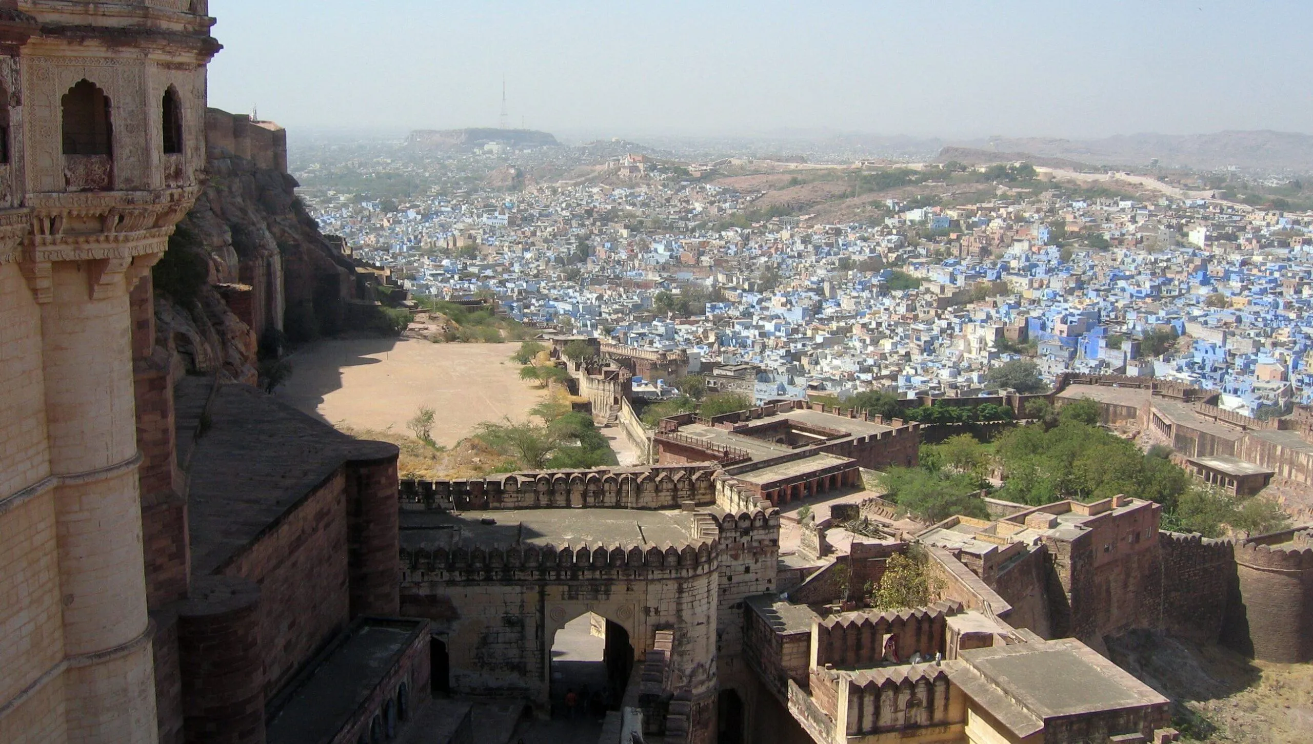 Mehrangarh Fort Jodhpur Rajasthan massive red sandstone walls and city view