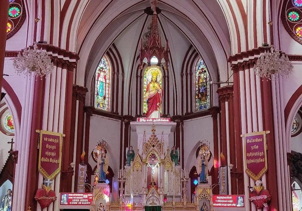 Basilica of the Sacred Heart of Jesus Pondicherry Gothic style white church exterior view