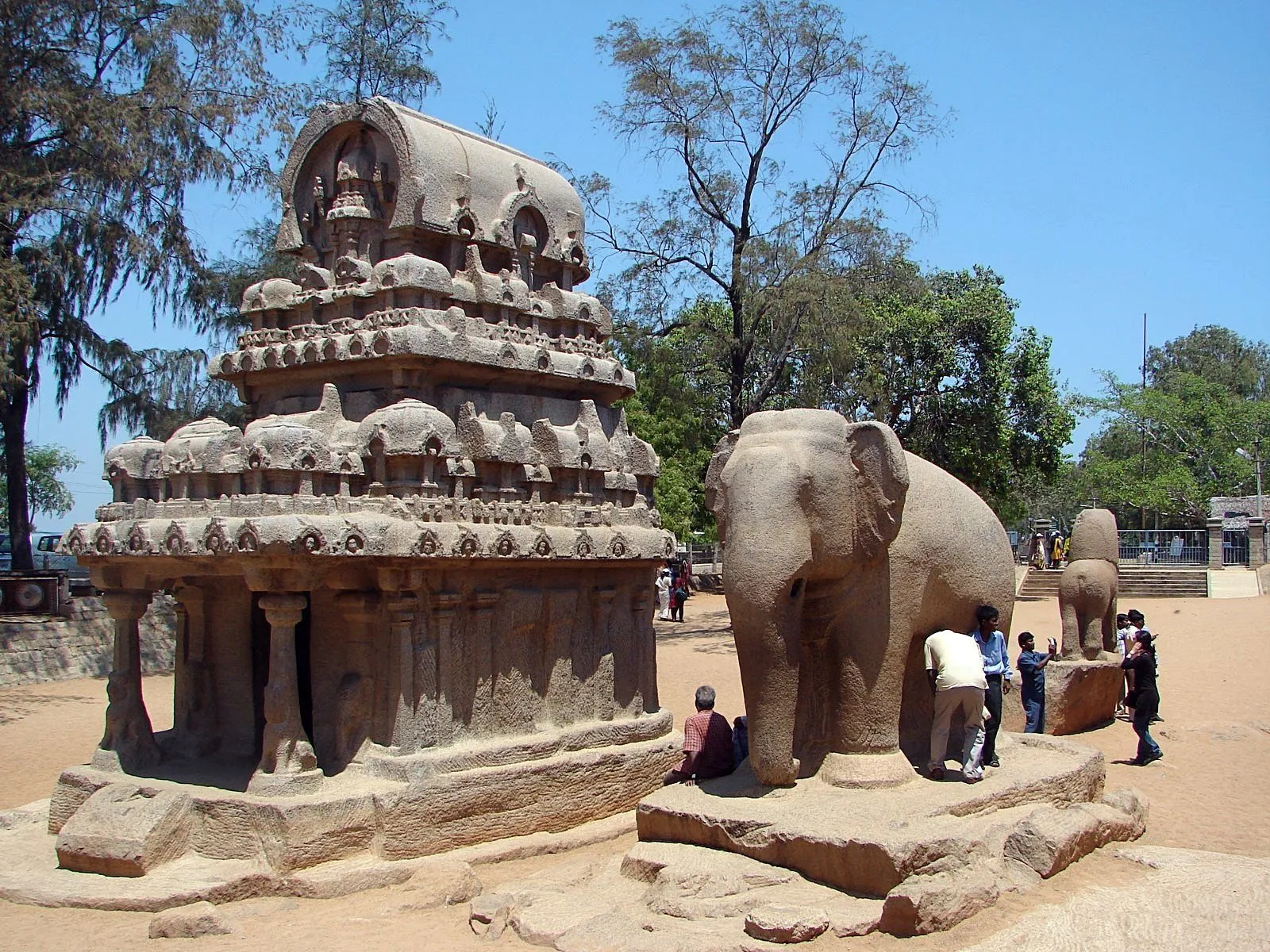 Pancha Rathas Mamallapuram rock cut monolithic temples in Mahabalipuram Tamil Nadu
