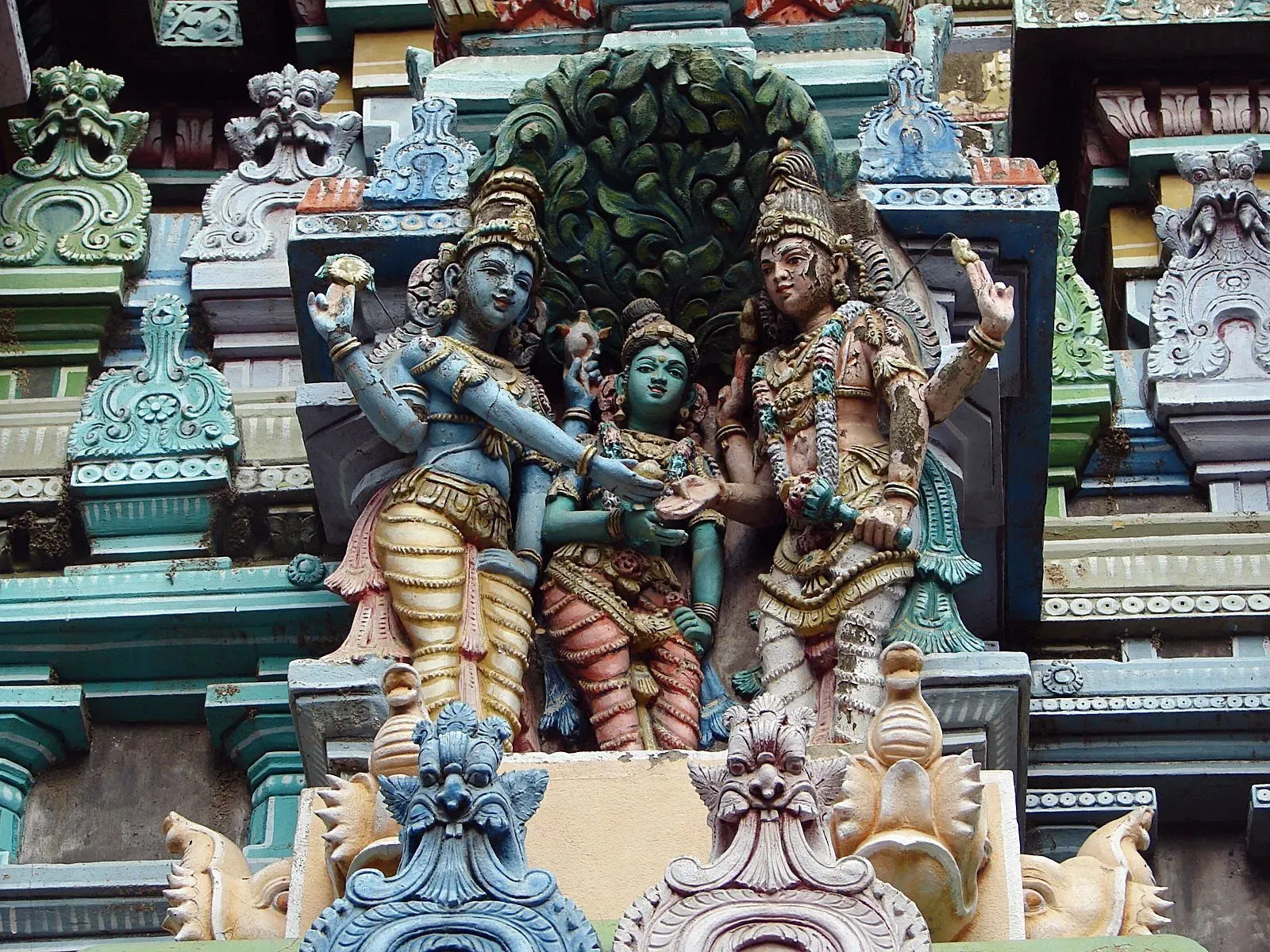 Meenakshi Amman Temple Madurai with colorful gopuram towers and Dravidian architecture