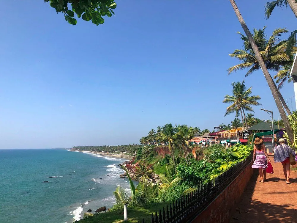 Varkala Cliff overlooking the Arabian Sea in Kerala